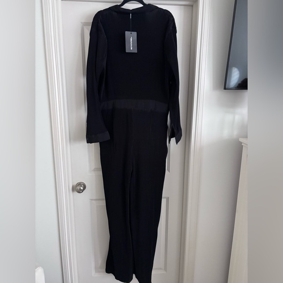 PrettyLittleThing Ribbed Black Jumpsuit - Picture 1 of 5